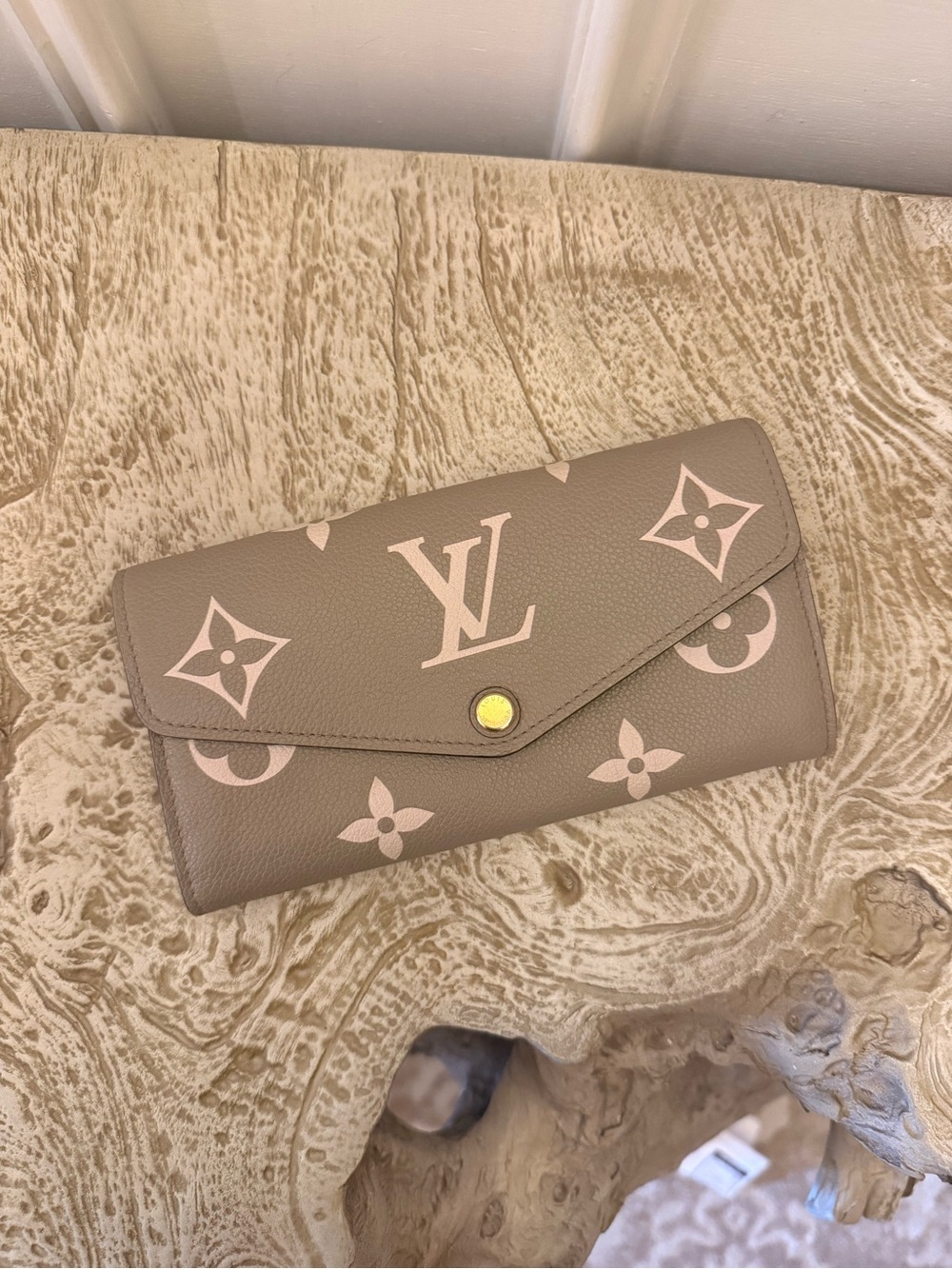 Louis Vuitton Taupe and Light Pink Monogram Envelope Wallet